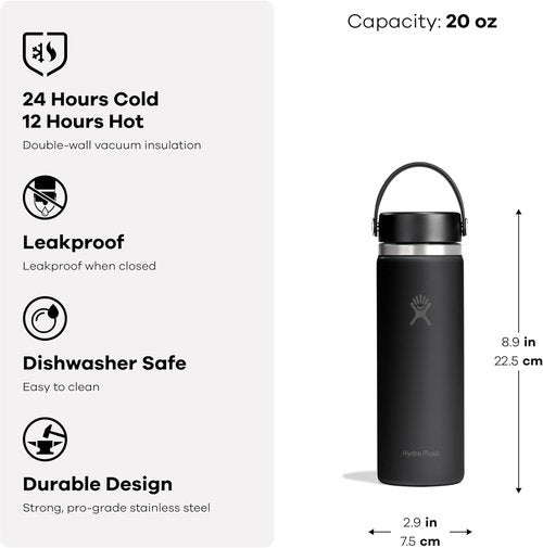 Hydro Flask Water Bottle - Insulated Stainless Steel - 20 Oz Mermaid Green, Leakproof & Refillable