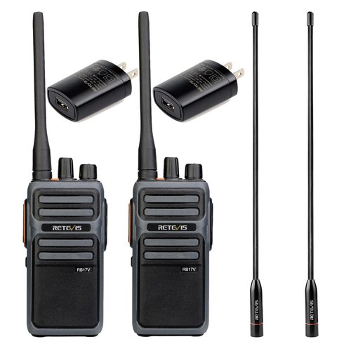 Retevis RB17V MURS Radios, Hunting Walkie Talkies Long Range,4400mAh Rechargeable Battery,SOS Alarm,2 Way Radios for Skiing Hiking Hunting(2 Pack) (with high gain Antenna)