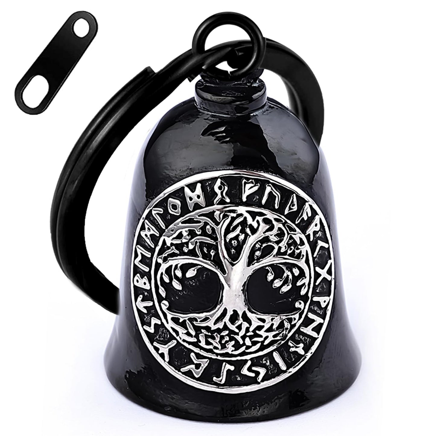 Motorcycle Viking Bell - Motorcycle Angel Bell for Men and Women, Motorcycle Accessories (Black Silver)