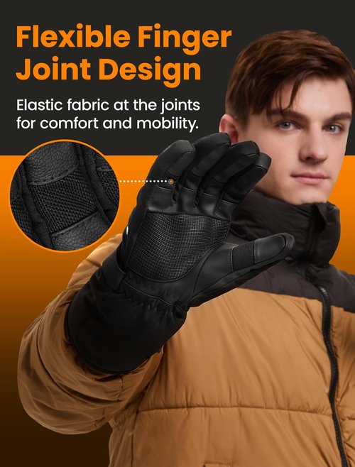 Heated Gloves for Men and Women, Rechargeable Hand Warmers with Touchscreen, Waterproof Electric Heated Ski Glove for Winter Outdoor Work Hunting Camping Hiking Skiing Raynaud, X-Large