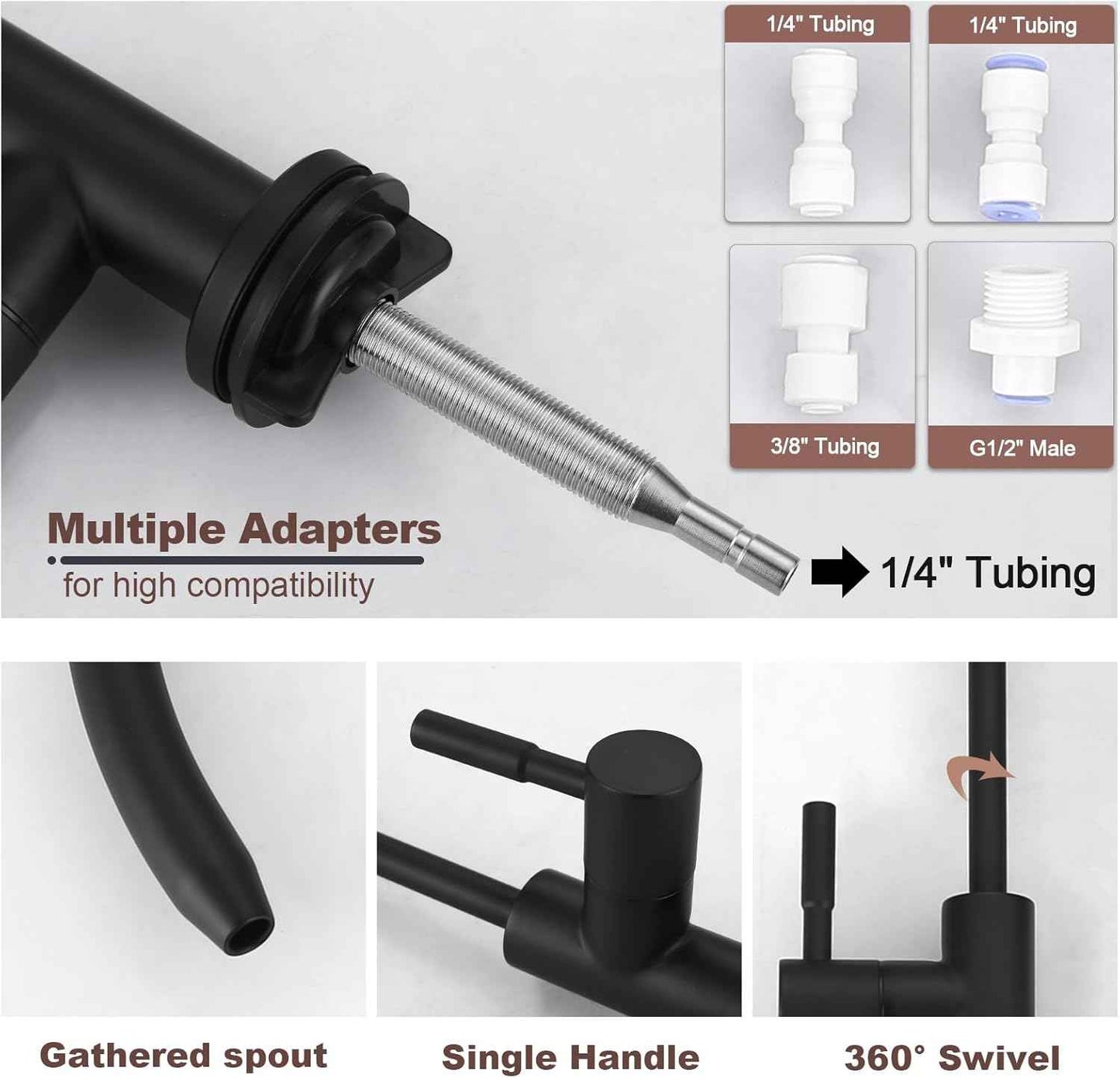 Stainless Steel Kitchen Faucet Combo with Water Filter - Brushed Nickel Sink Faucet for RO Systems