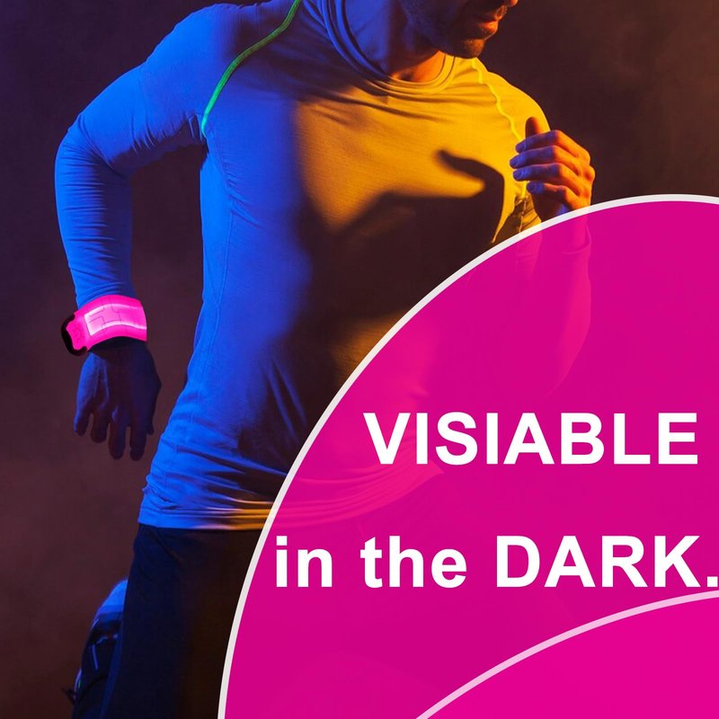 Rivsli LED Armbands for Running,2 Pack,USB Rechargeable Safety Lights for Runners,High Visibility Light Up Bands Reflective Led Bracelets for Night Walking Jogging Cycling Running Gear