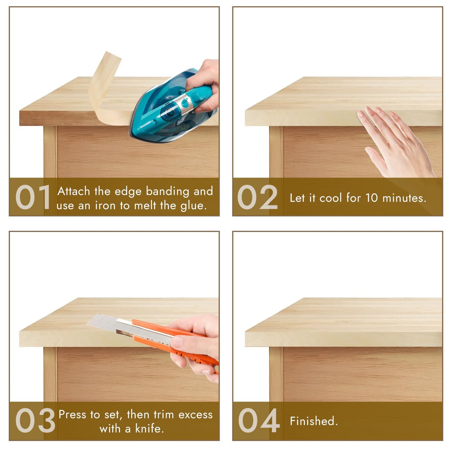 BEVTEE Birch Edge Banding, 7/8 Inch x 50 ft Wood Veneer Roll Pre-glued, Flexible Birch Iron-on Veneer Edge Band for Plywood & Furniture Edging, Natural Wood Color for DIY & Professional Projects