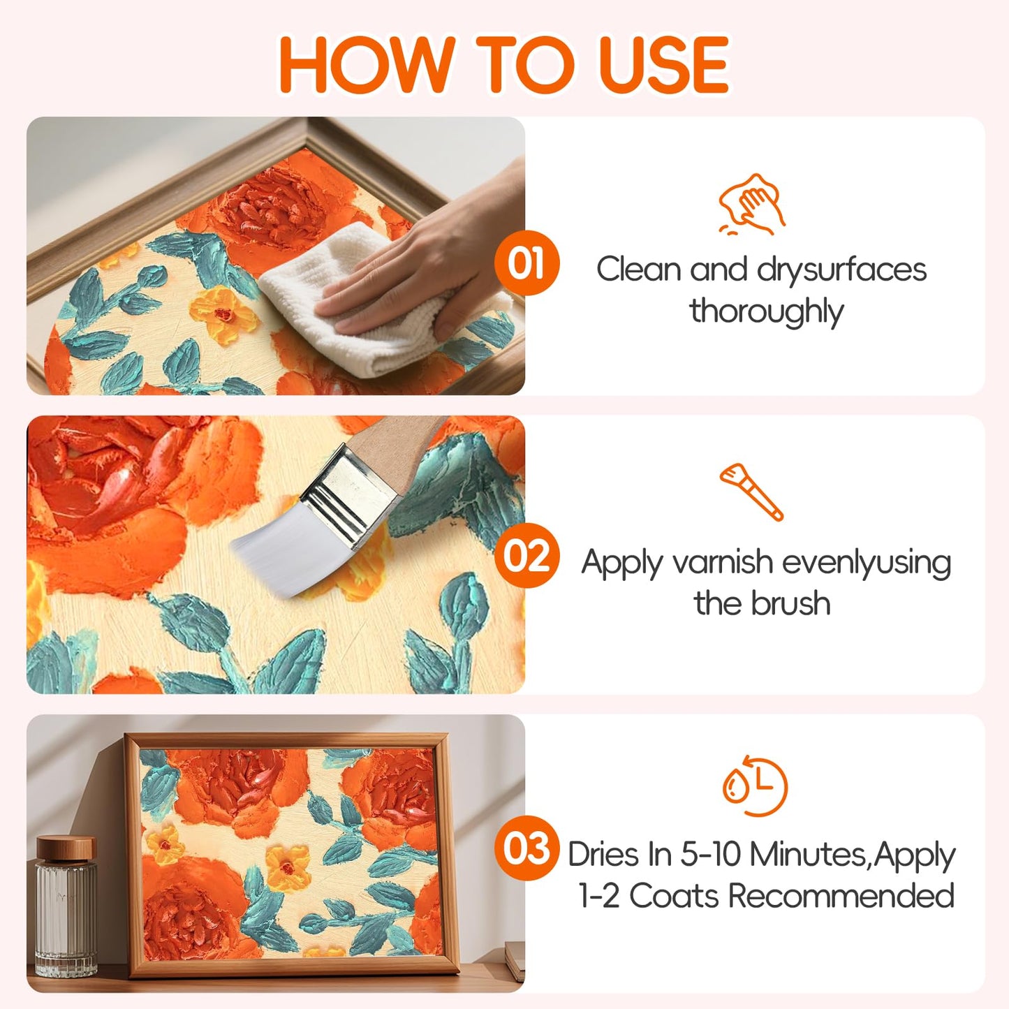 3Pcs Gloss Varnish for Acrylic Painting, 180ml Acrylic Varnish Clear Coat, Non-Yellowing, Non-Toxic for Artwork, Acrylics Paint, Suitable for Pro Artists, Hobby Painter