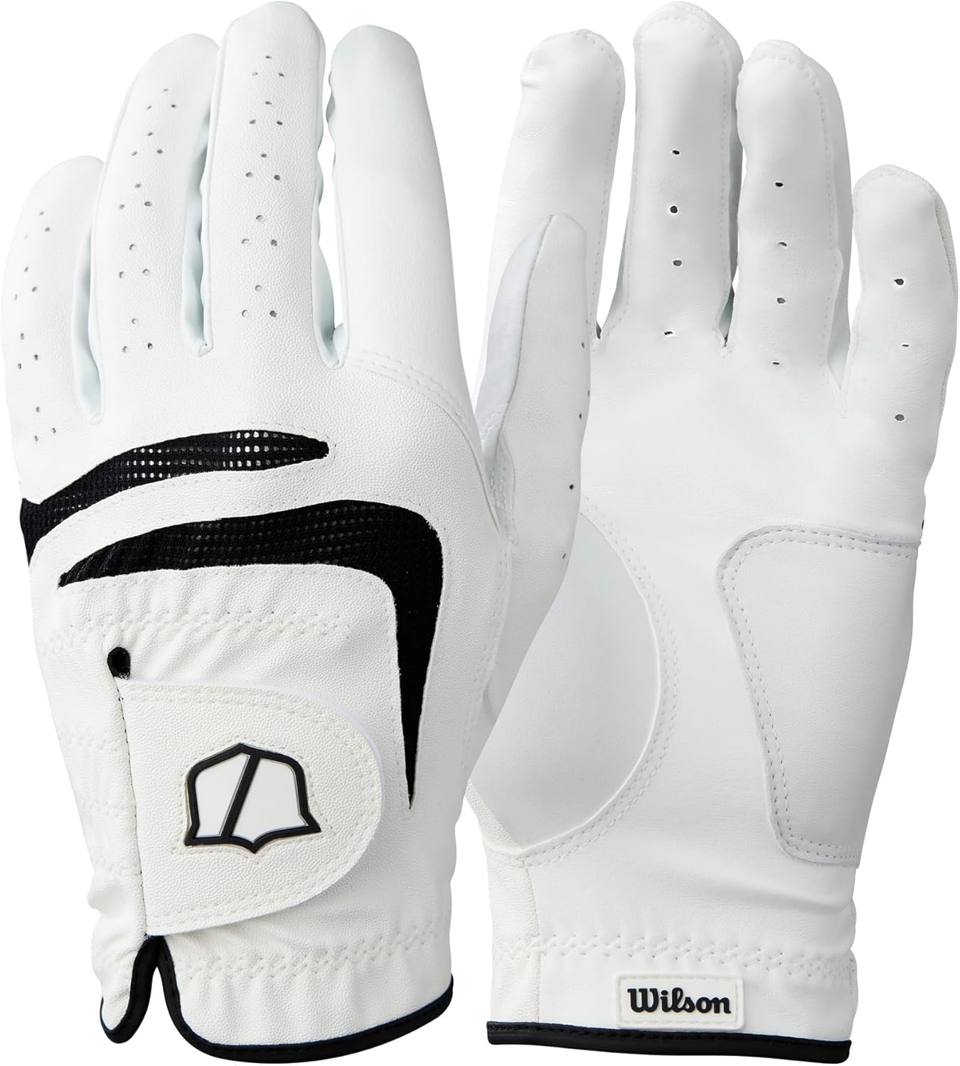 WILSON Men's Grip Plus Golf Gloves - Enhanced Comfort & Performance | White/Black