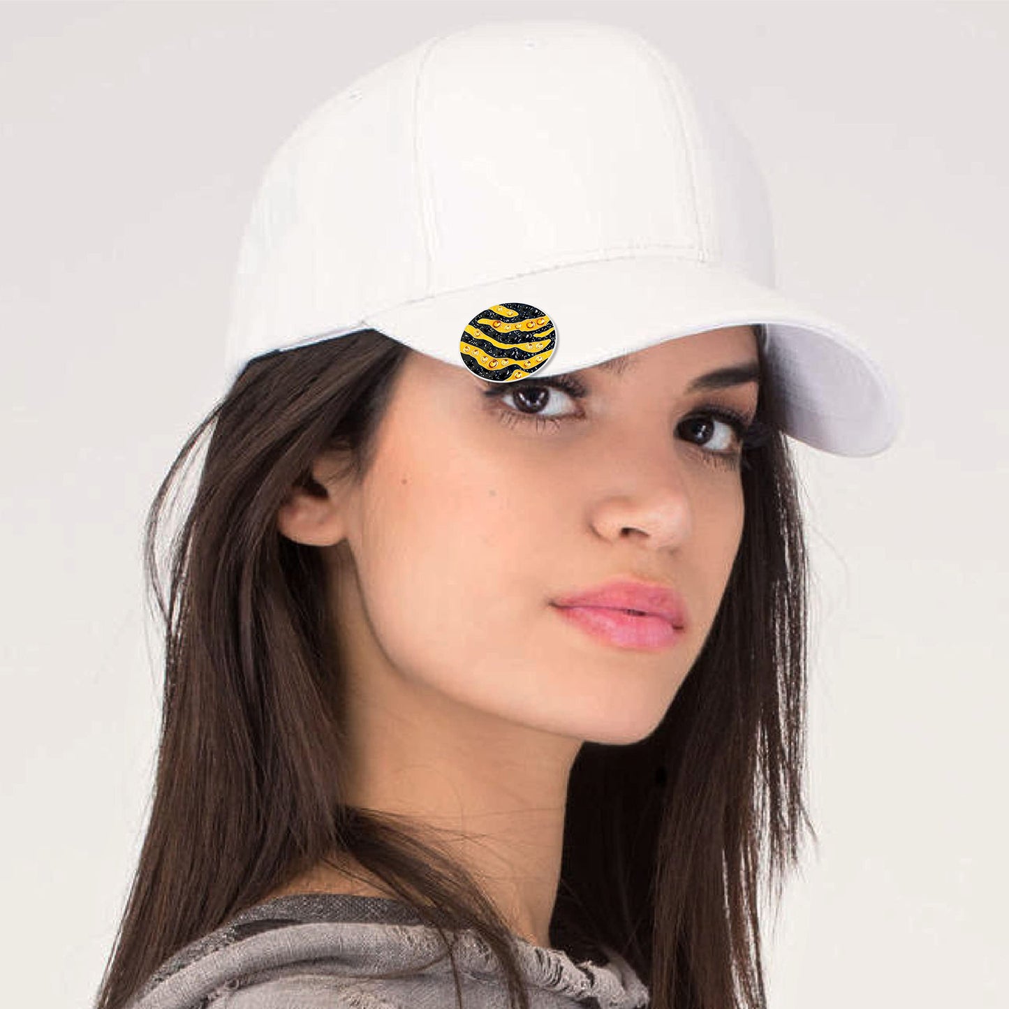 NAVIKA Tiger Print Golf Ball Marker with Austrian Crystals - Safari Animal Theme - Hat Clip Gift for Women Golfers