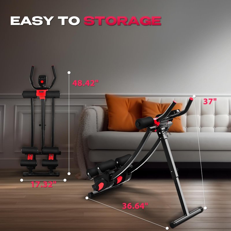 BODY RHYTHM Dual-Track Ab Machine with 4 Adjustable Heights, Foldable Core & Abdominal Exercise Machine, Total AB Workout Equipment for Home Gym, Ab Women Exercise Fitnes Trainer. (Black)