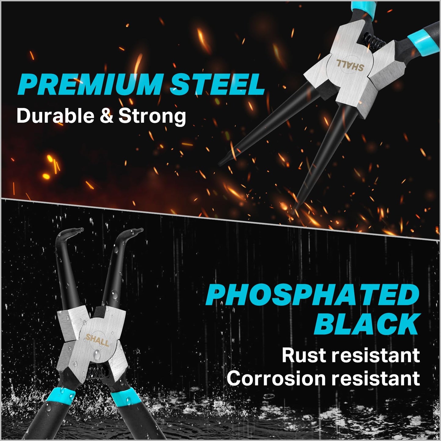 SHALL 4PCS Snap Ring Pliers Set, 7-Inch Internal External Circlip Pliers, Straight Bent C-clip Pliers Lock Ring Pliers, 5/64" Tip, Heavy Duty Reverse Pliers for Ring Remover Retaining w/Portable Pouch