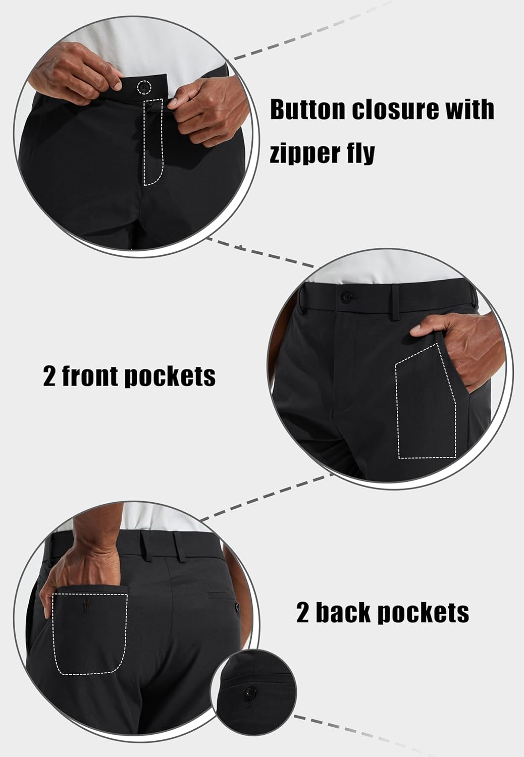 Men's Golf Pants 30"/32"/34" Lightweight Stretch Work Dress Office Travel Slacks Business Casual Trousers