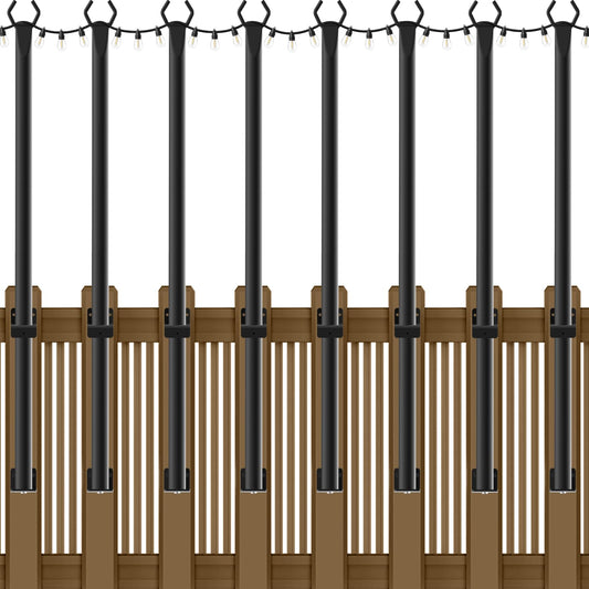 8 Pack String Light Poles,5Ft Metal Poles for Outdoor String Lights,Outdoor Light Poles with Post,Poles/Stand for Outside,Patio,Deck,Backyard,Garden Wedding,Party