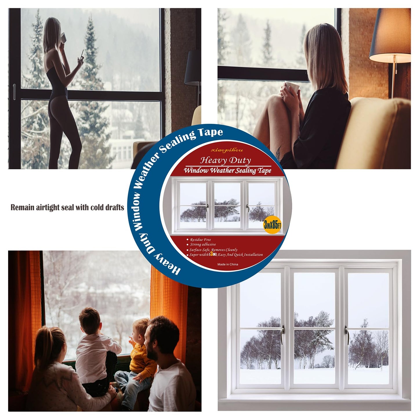 Transparent Weather Sealing Tape, 3-Inch x 85FT, Clear Draft Isolation Sealing Film - Clear Draft Stopper Adhesive Tape for Doors, Windows and Shower Glass Gaps