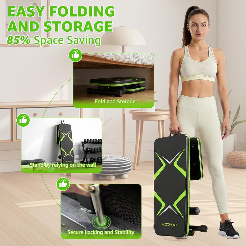DOMOR Adjustable Weight Bench, 7 Backrests Basic Workout Bench for Home Gym, Fast Folding, Stable Weight Bench for Men Women, Chest Shoulders Arms Muscles, Incline Bench Press for Full Body