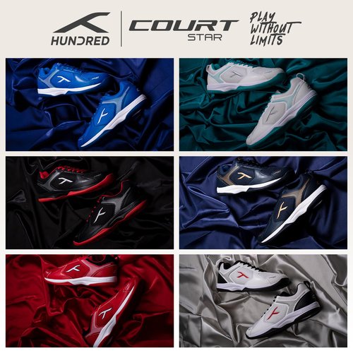 Hundred Court Star Mens Badminton Sports Shoes(Non Marking) | Red-White-Black | 9US/8UK/42EU | for Table Tennis,Volleyball,Basketball | Lightweight & Durable | X-Cushion Protection | Paddle Pickle