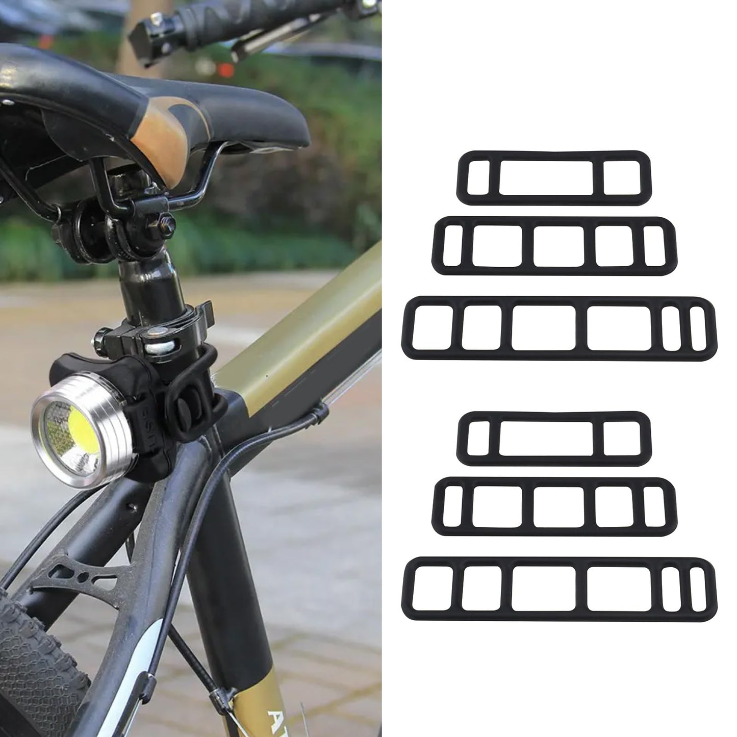 LT Easiyl 12pcs Bicycle Black Stretchable Silicone Strap Bike Fixed Silicone Strap for Bicycle Headlights Taillights Car Driving Recorders