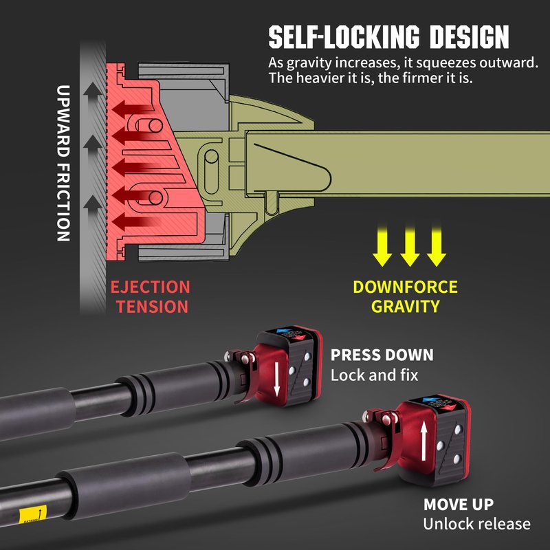 leikefitness Pull-Up Bar For Door Frame Chin Up Bar Upper Body Workout 28.3"- 37.8" Adjustable Portable Training Pull-Up Bars without Screw - Adjustable Width Locking Mechanism