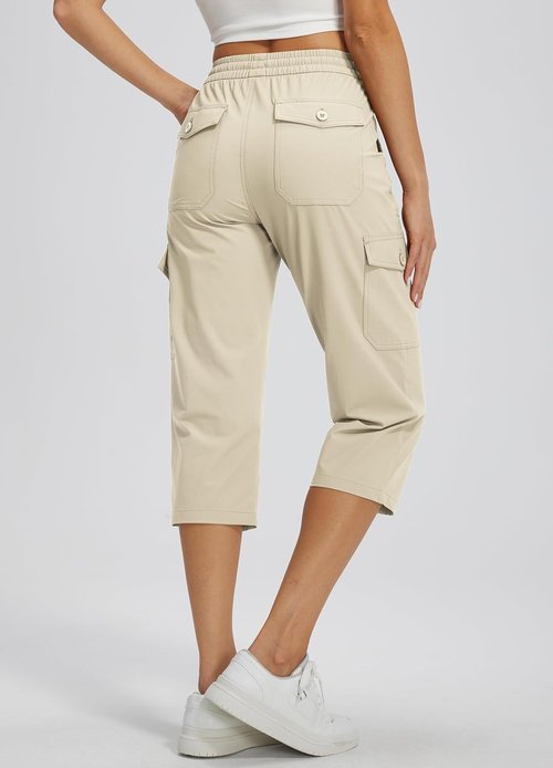 Libin Women's Capri Pants - Quick Dry Cargo Capris for Travel & Hiking | Stretchy & Water Resistant