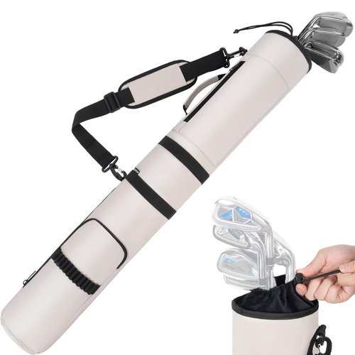 AKOZLIN Lightweight Golf Sunday Bag Golf Travel Carry Bag 3-6 Clubs Foldable Small Golf Bag with Shoulder Strap Grey