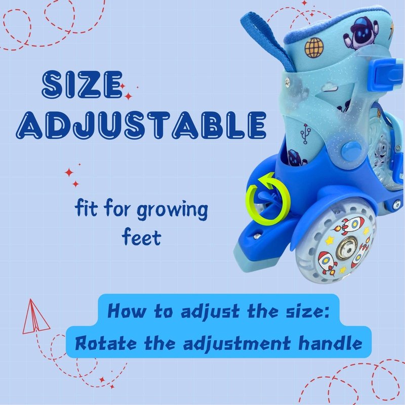 Adjustable Roller Skates for Girls Boys Kids, Fun Illuminating Light up Flash Wheels, 3-Point Type Balance with Wheel Locker Design for Beginner Age 5-8 (Blue, S)