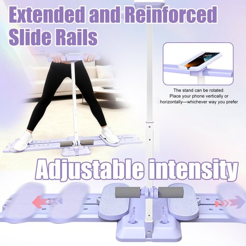 Foldable Ski Machine Exercise Equipment, Adjustable Height Simulated Ski Trainer Machine for Women with Resistance Bands, Foldable Ski Machine Exercise for Home, Glute & Leg Toning