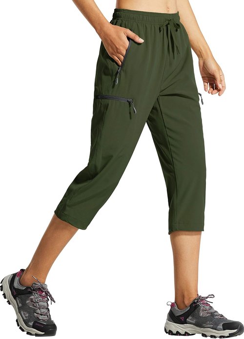 Libin Women's Capri Pants - Lightweight Quick-Dry Cargo Capris with Zipper Pockets | Perfect for Hiking & Travel