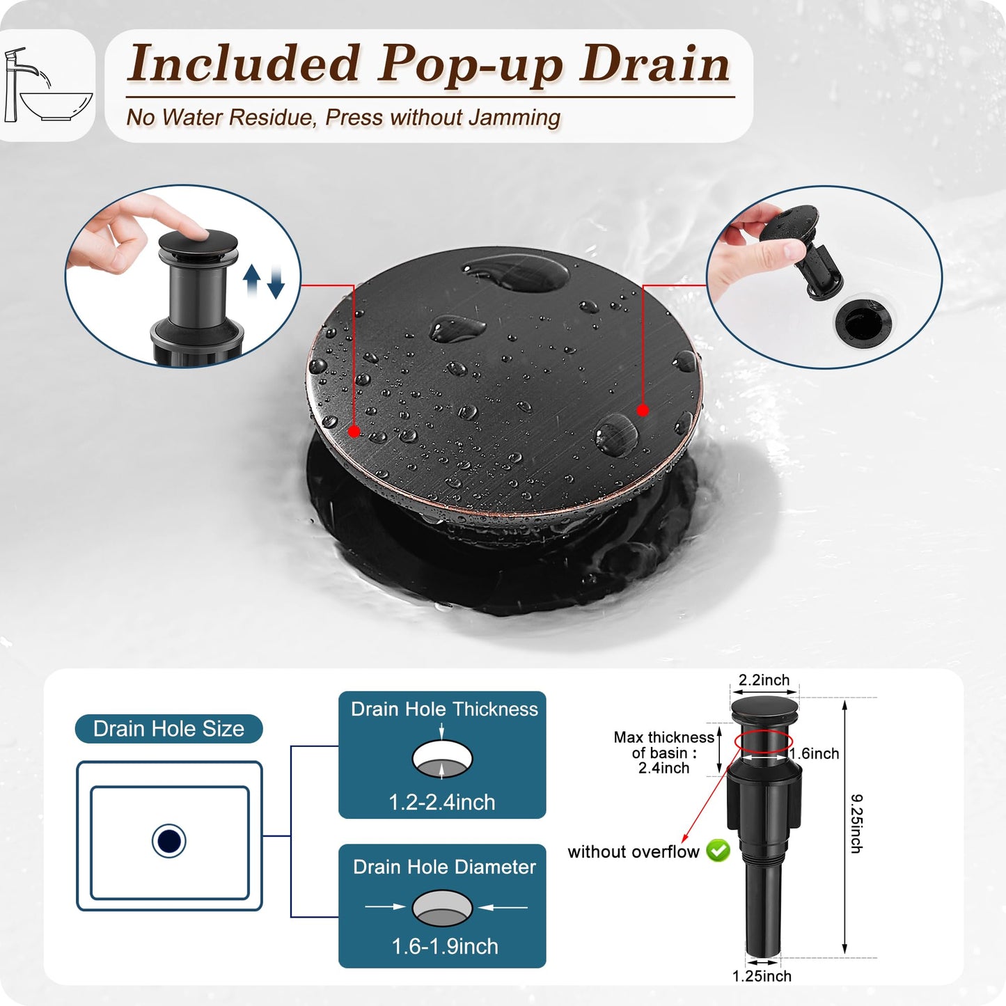 HOIGY Bronze Waterfall Vessel Sink Faucet, Brass 12 Inch Tall Bathroom Faucets Single Hole Single Handle for Bathroom Bowl Sink with Pop-up Drain & Hoses for Vanity Countertop Modern Farmhouse