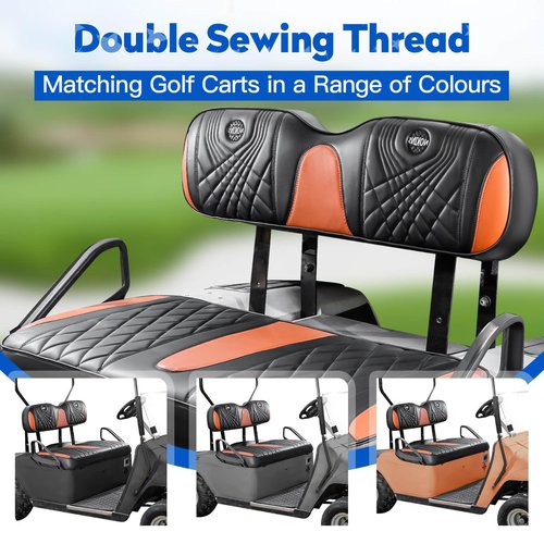 NOKINS 4PCS Golf Cart Seat Covers Kit, Front and Rear Seat Covers Fits EZGO TXT 1994-2013/EZGO RXV Standard Seat Cushion, EZGO Vinyl Seat Covers Accessories (Gradient Diamond Black&Brown)