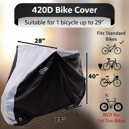 Bike Cover - Skiennix Waterproof Outdoor Protection | Heavy Duty 420D Ripstop | Fits Bikes Up to 29 in