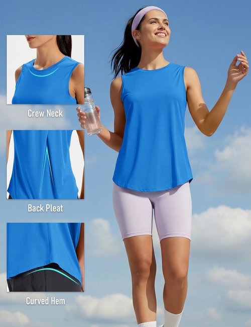 MAGCOMSEN Workout Tank Tops for Women - Sleeveless Moisture-Wicking Athletic Shirts | Summer Loose Fit