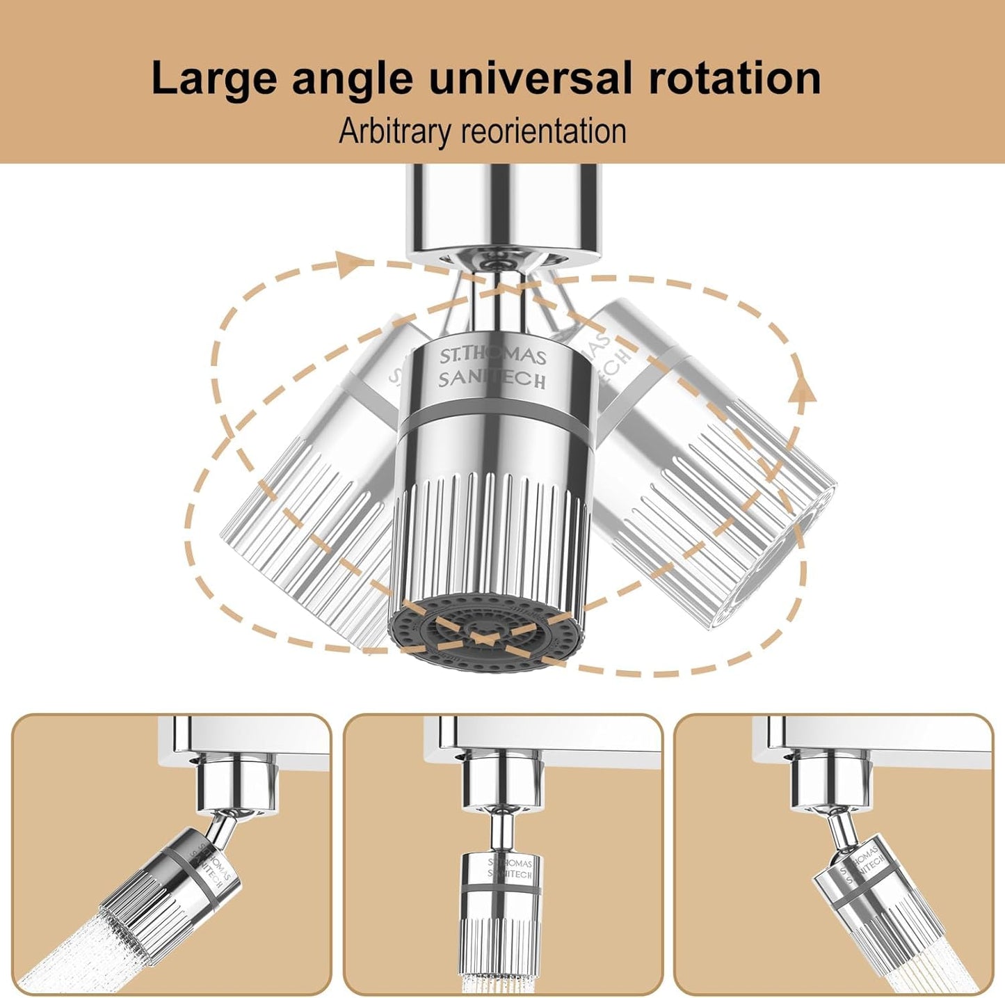 2 PC ST.THOMAS Swivel Faucet Aerator,2-function Faucet Nozzle,360° Big Angle Rotate kitchen faucet head replacement,Faucet Extender for Kitchen 55/64 inch Female Thread,Kitchen Sink Aerator