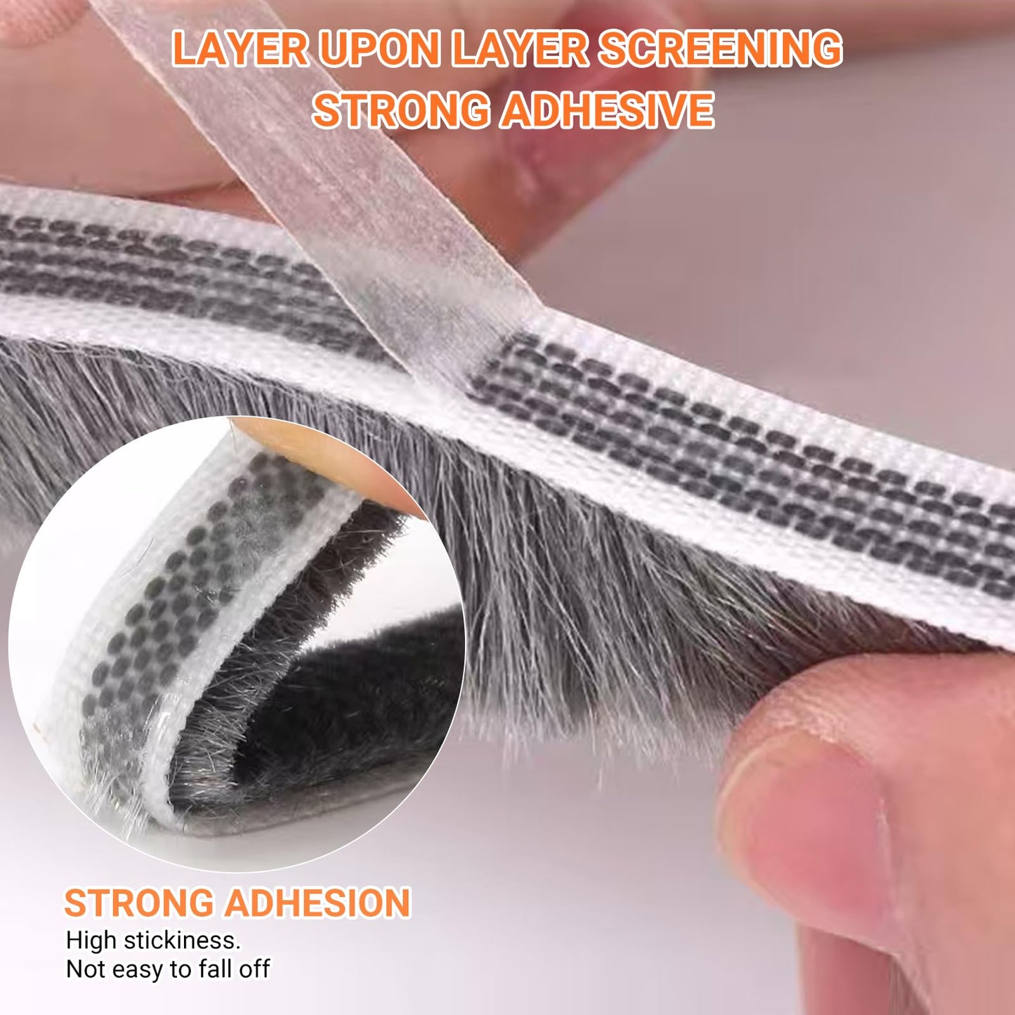 Weather Stripping Door Window Seal, 33Ft Self-Adhesive Brush Door Soundproofing Seal Strip for Sliding Windows and Door Frames, 0.35 Wide X 0.2 Inch Thick, Gray