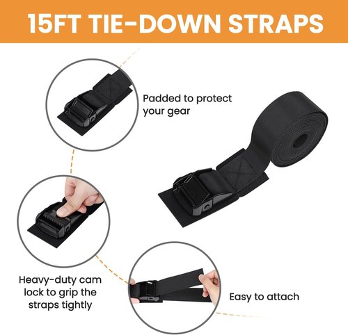 HEYTRIP Tie Down Straps - 15FT Heavy Duty Kayak & Canoe Bow/Stern Ropes with Storage Bag