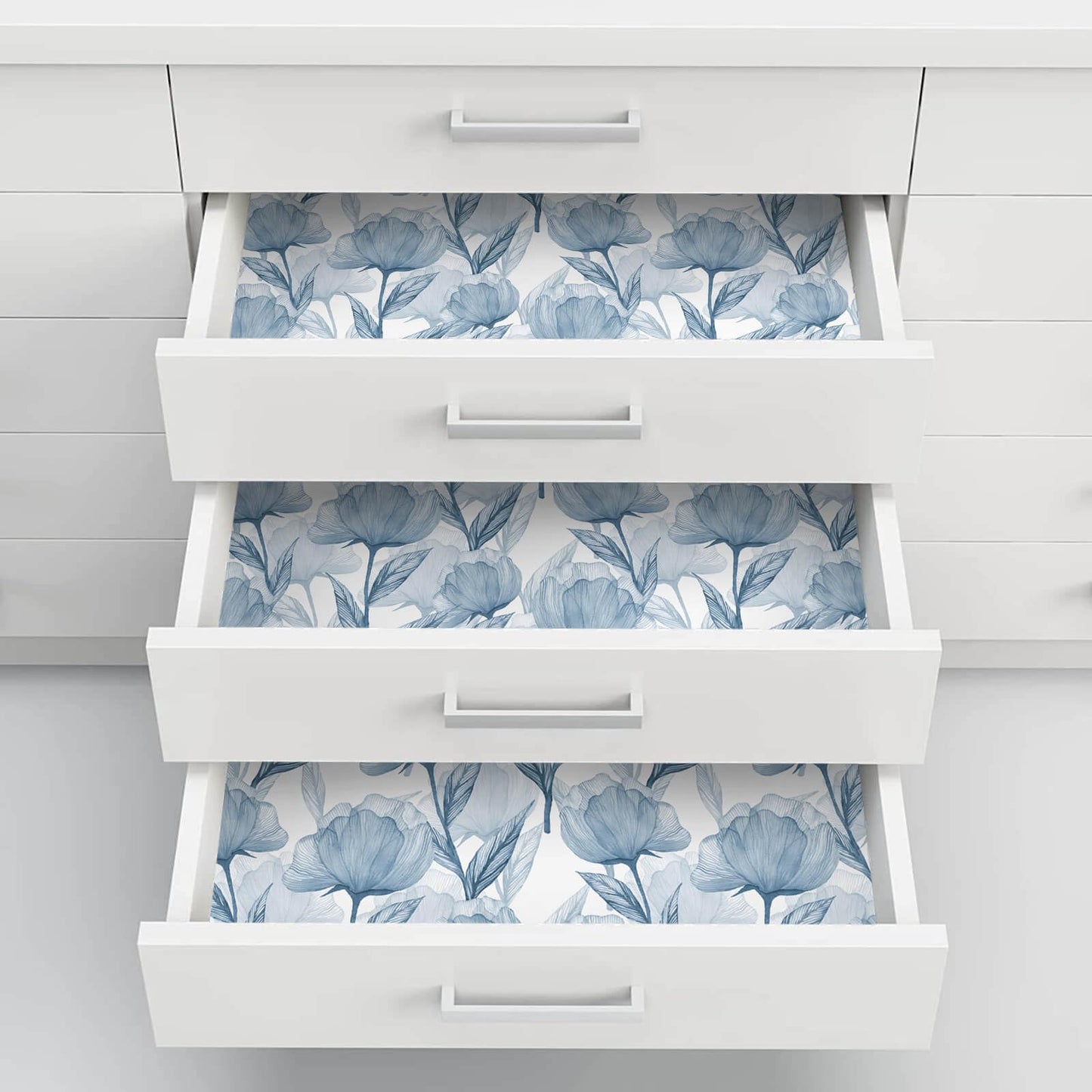 Heroad Peel and Stick Wallpaper Blue Floral Contact Paper Boho Large Floral Wall Paper Modern Removable Self Adhesive Wallpaper for Cabinets Bedroom Bathroom Waterproof Vinyl Roll 17.3"x78.7"