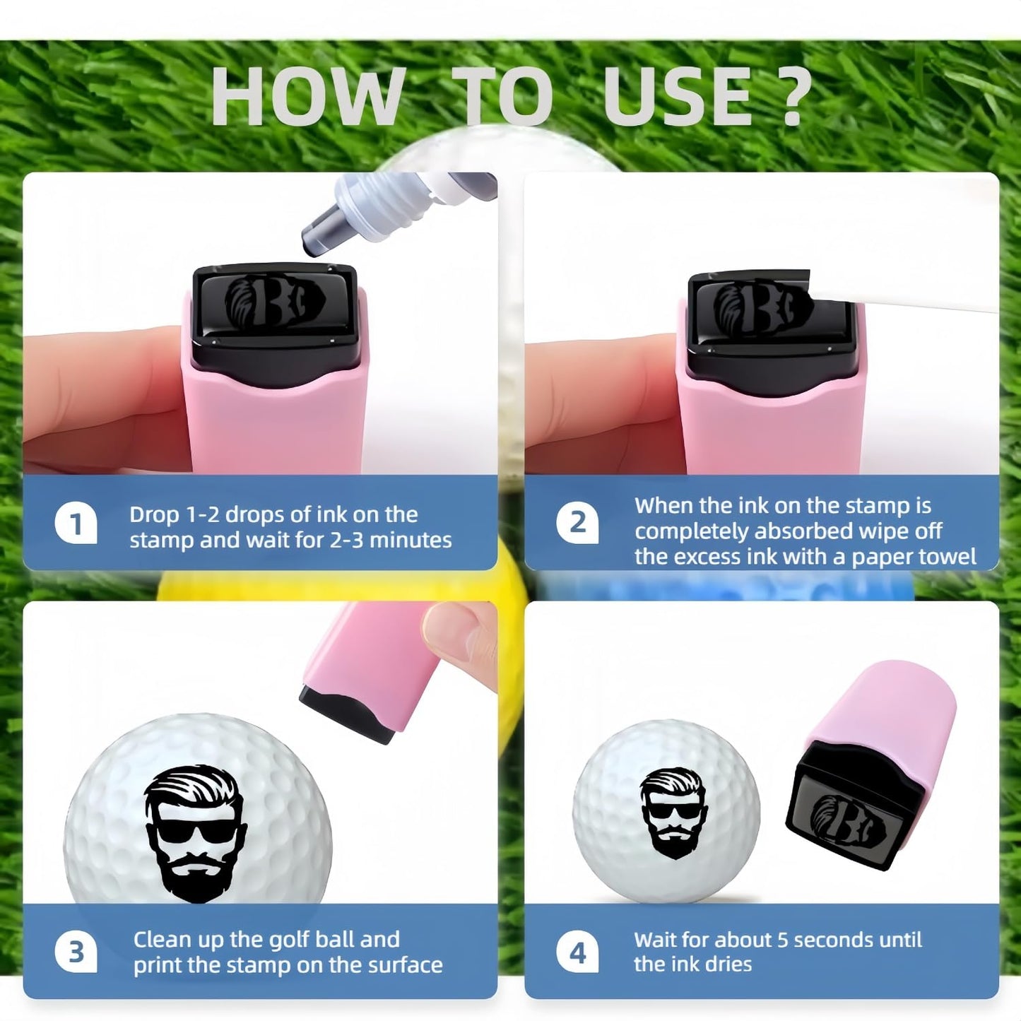 Jieyouhui 2 Pack Personalized Golf Ball Stamp Funny Golf Ball Stamps Reusable Golf Ball Marking Golf Ball Stamps Markers for Men and Women Golfers Golf Ball Stamps