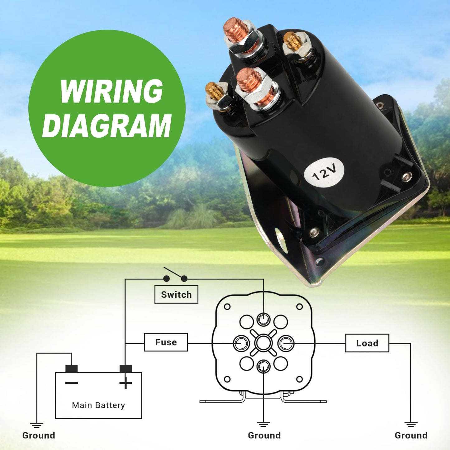 10L0L Golf Cart 12V 4-Terminal Starter Solenoid Relay for Yamaha G2 G8 G9 G11 G14 G16 G20 1985-2002 Gas Golf Cart, Replaces JF2-H1950-00, JR3-H1950-00, J38-81950-01
