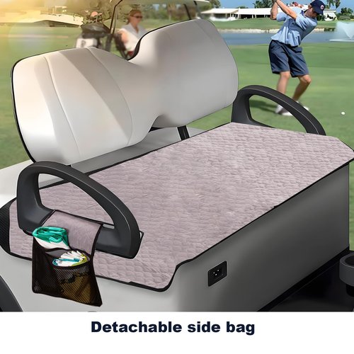 Golf Cart Seat Covers,Waterproof Golf Cart Seat Blanket with 4 Side Pockets Nonskid Bottom,Universal Travel Sports Cart Seat Cushion Covers for for EZGO,Yamaha Club Car and 2 Person Seats Club Car