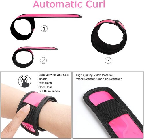 LOBKIN LED Safety Bracelets - Reflective Slap Armband for Kids & Runners | Nighttime Visibility Light