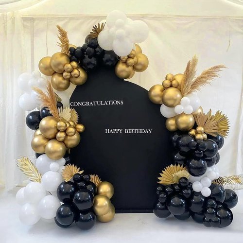 FOTIOMRG Black Balloons - 12-Inch Latex Party Balloons for Birthdays, Graduations & More | 50-Pack with Ribbon