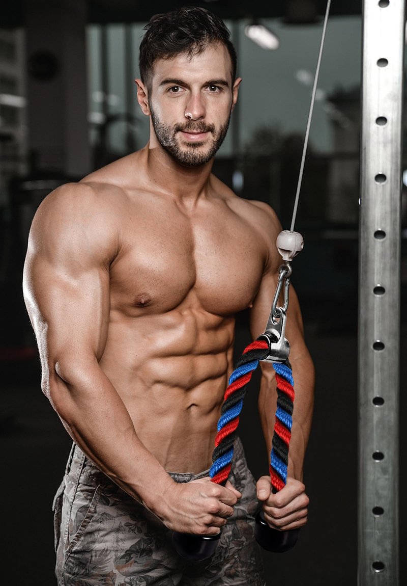 AWEFRANK Deluxe Tricep Rope Gym Rope Pull Down Cable Attachment, 31.5 Inch Rope Length, Easy to Grip & Non-Slip LAT Pulldown Attachments Workout Exercise Rope