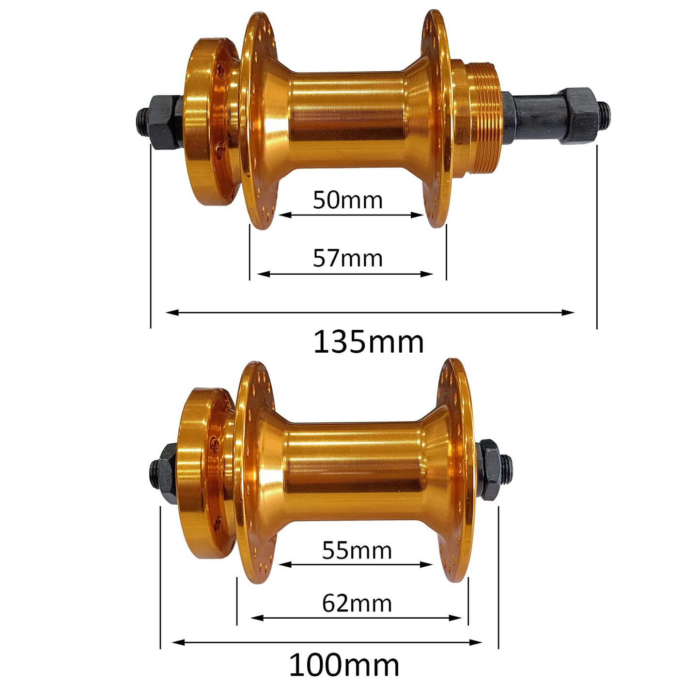 DONSP1986 Bicycle Axle Wheel Hub - 36H Front and Rear Bike Hub Set, Aluminum Alloy Quick Release Lever Skewers Axle, 1 Pair (Black)