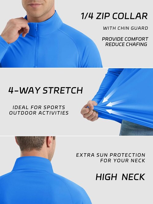 KEFITEVD Men's Sun Protection Shirt - UPF 50+ Long Sleeve 1/4 Zip Quick Dry Fishing T-Shirt