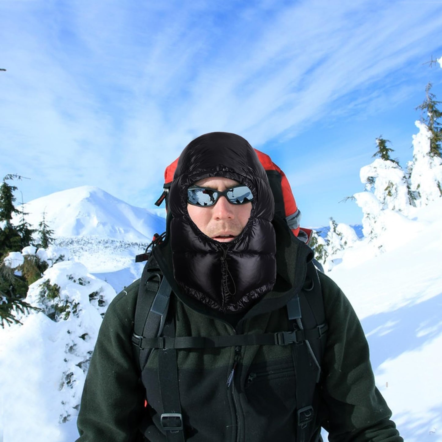 Tumjay Winter Warm Down Hood Ultralight Windproof Down Cap Outdoor Camping Waterproof Hood Hat for Hiking Skiing Cycling (Matte Black)