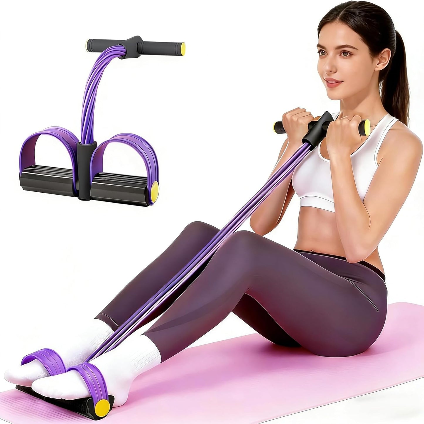 Skiennix Pedal Resistance Bands - 6-Tube Manual Tension Training for Women | Natural Rubber Design