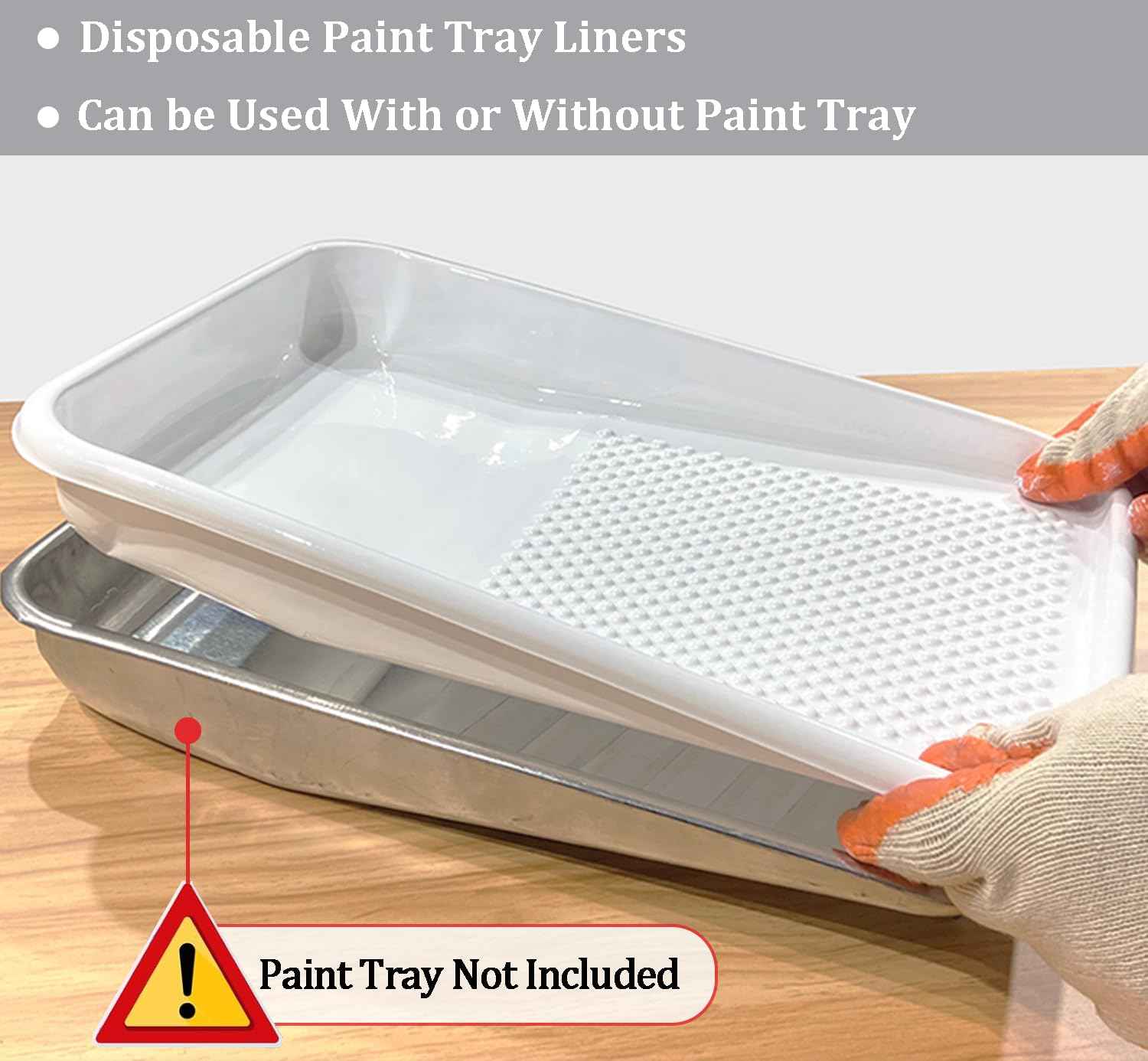 Great Andrew 9-Inch Paint Tray Liner, 21 PCS Plastic Paint Roller Tray Liner Set, Disposable Paint Pan Liners for Painting House, Walls, Floors, Home Improvement DIY Projects
