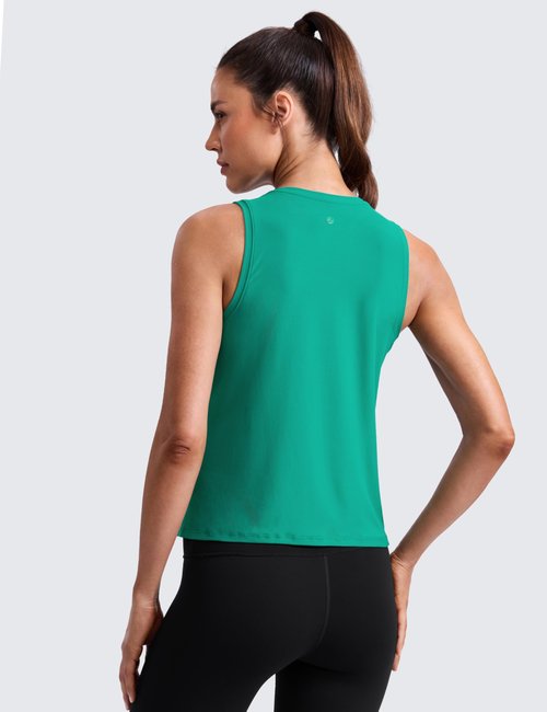 CRZ YOGA Cloudweight Crew Neck Workout Tanks Lightweight Athletic Gym Tops for Women Soft Basic Running Sleeveless Shirts Cascadia Green Small
