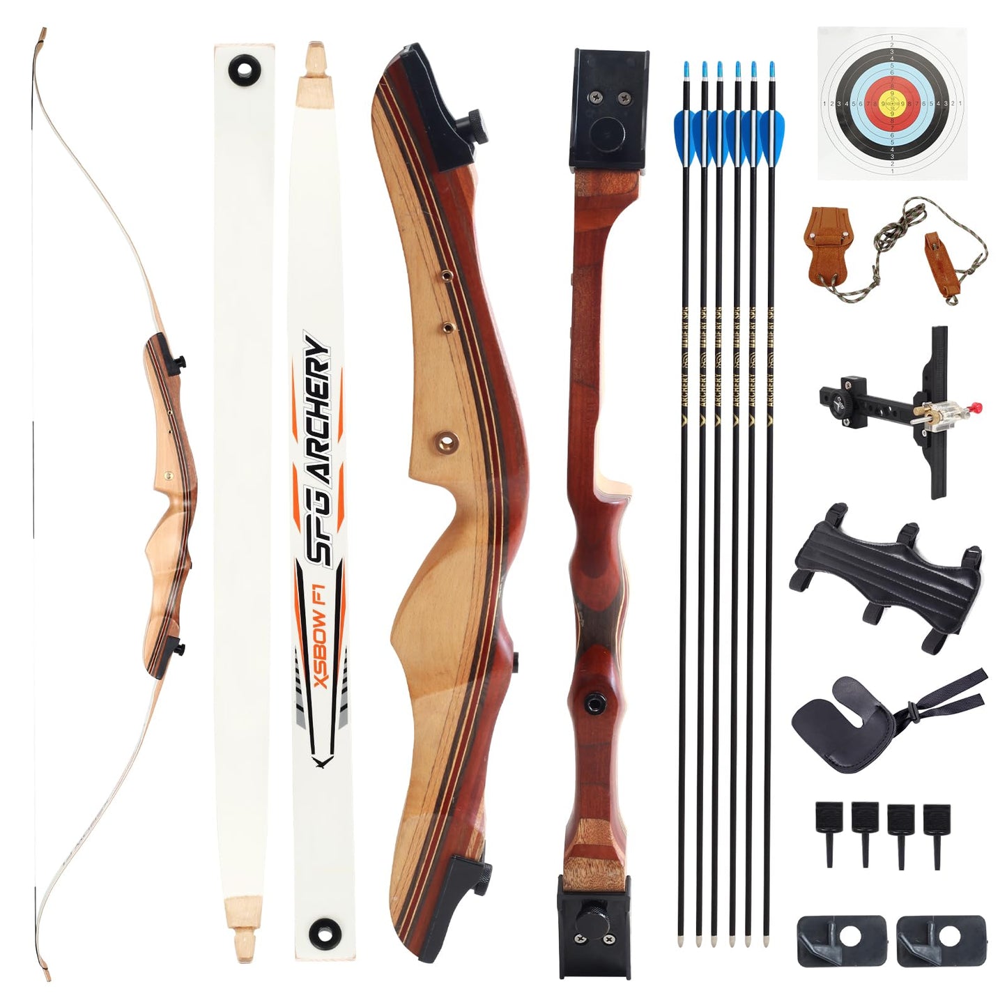 SOPOGER 54" /68'' Archery Set Adult Beginners - 20 lbs /30 bs Takedown Recurve Bows for Adults Youth Teens Men Women Wood Longbow for Outdoor Target Arrow Practice Shooting Training