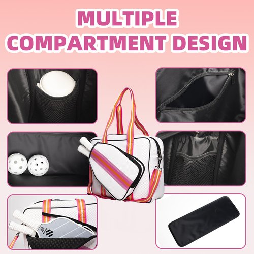 Coowkooalla Pickleball Bag,Pickleball Bags for Women,Pickleball Paddle Case,Cute Pickleball Bag,Pickleball Gifts,Inner Storage Pockets,and Adjustable Shoulder Strap (Clean Pink)