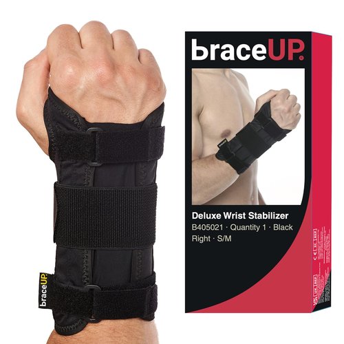 BraceUP Carpal Tunnel Wrist Brace for Women and Men - Metal Wrist Splint for Wrist Support, Hand Support for Arthritis, Tendonitis, Sprain, Pain Relief (S/M, Right Hand)