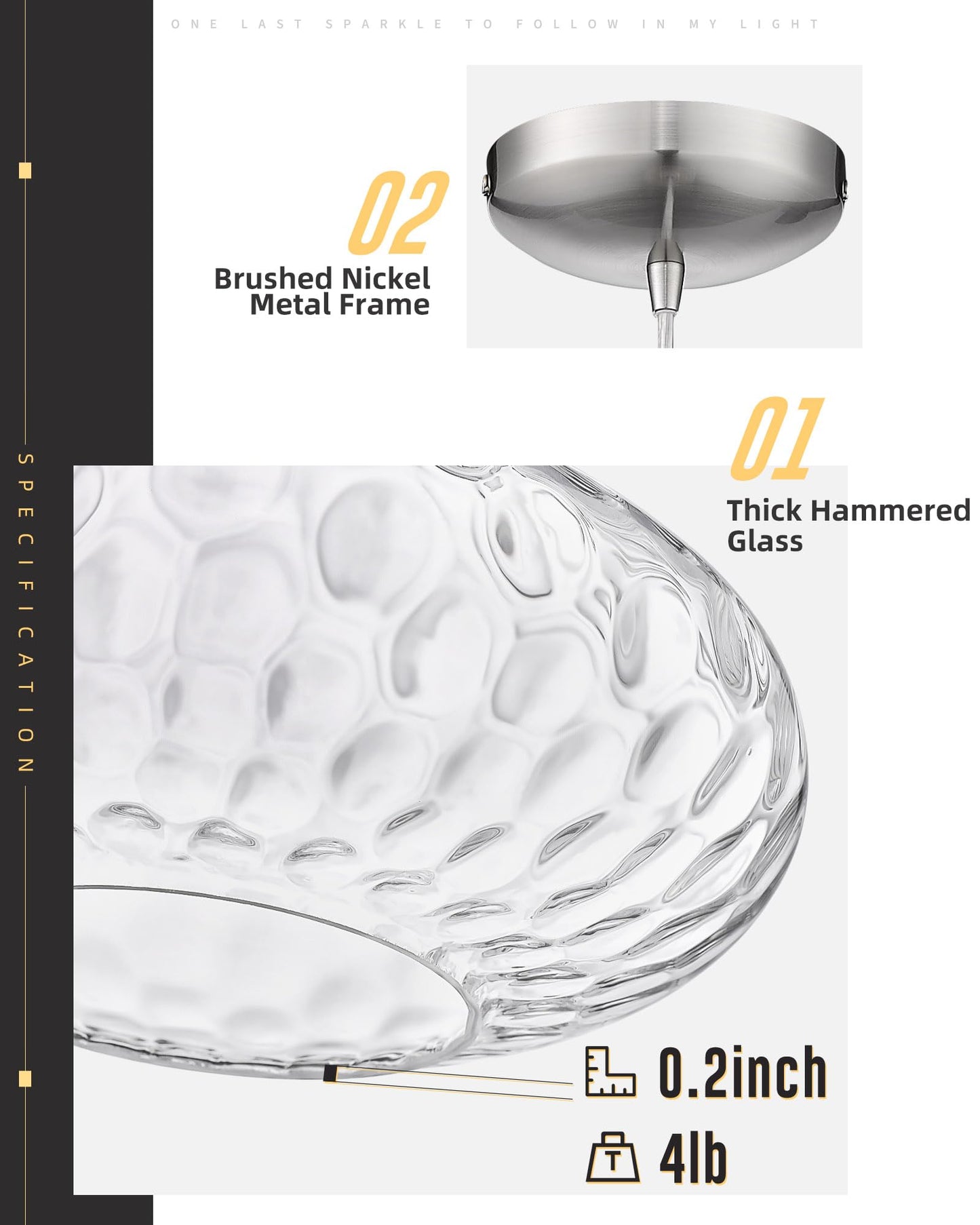 AUTELO Glass Kitchen Pendant Lights Pendant Light Fixture with Hammered Glass Hanging Light for Kitchen Island Living Room Dinning Room H9164