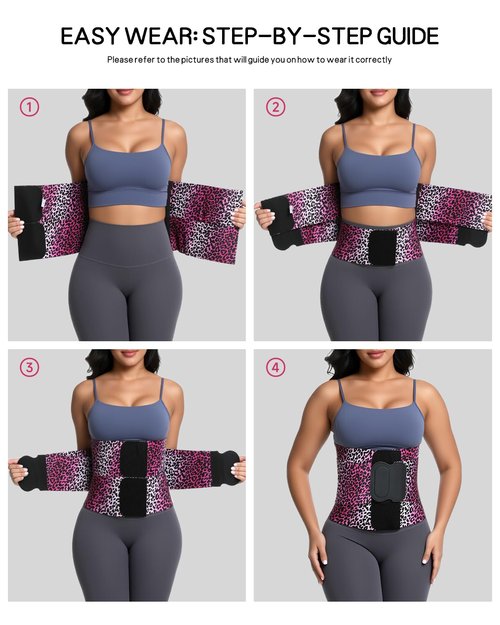 anylost Waist Trainer for Women Belt Body Shaper Corset with Tummy Control for Workouts, Ab Belt Waist Cincher Shapewear with Triple Wrap for Daily Wear, Fuchsia Leopard Print