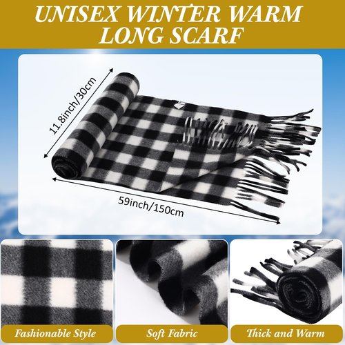 ShinyMatch 90 Pcs Hats Scarves Gloves Supplies Bulk Winter Beanie Hats Black Grey Grids Scarves Touchscreen Gloves Gift